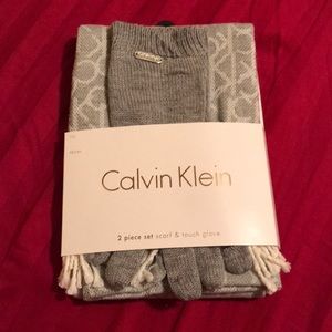 Calvin Klein scarf and tech gloves